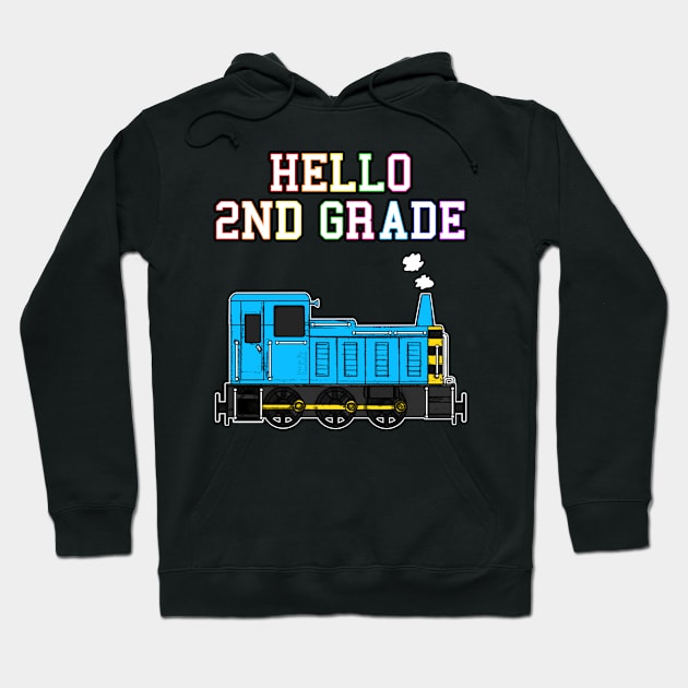 Hello 2nd Grade Diesel Train Back To School Hoodie by doodlerob